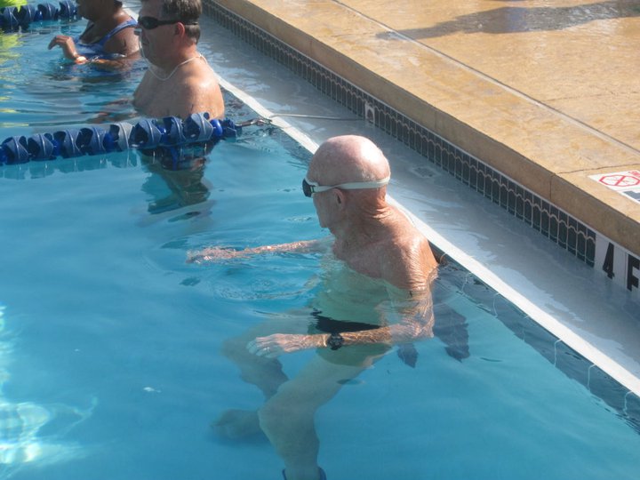 Charlie in pool for start of YTS for Livestrong Triahlon Series swim event June 4, 2011